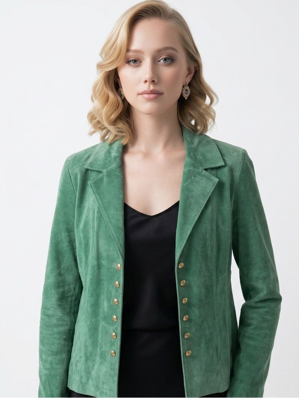 LIVE A LITTLE | Green Leather Jacket Snap Front PL